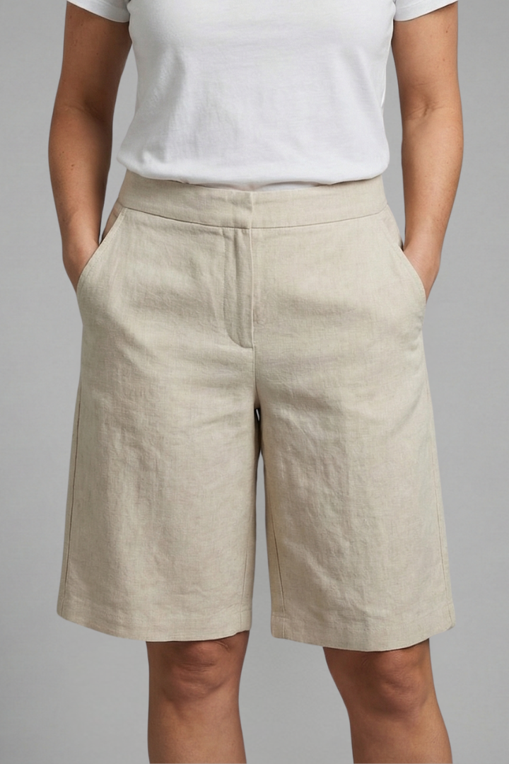 Women's Knee-Length Casual Shorts with Elastic Waist and Side Pockets for Stylish Comfort 0