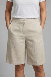 Women's Knee-Length Casual Shorts with Elastic Waist and Side Pockets for Stylish Comfort 0
