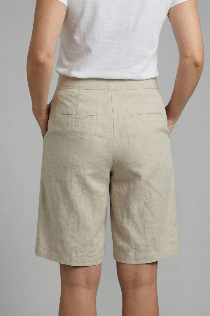 Women's Knee-Length Casual Shorts with Elastic Waist and Side Pockets for Stylish Comfort 4