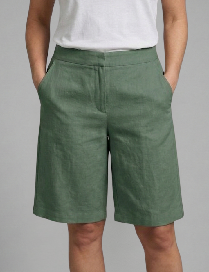 Women's Knee-Length Casual Shorts with Elastic Waist and Side Pockets for Stylish Comfort 7