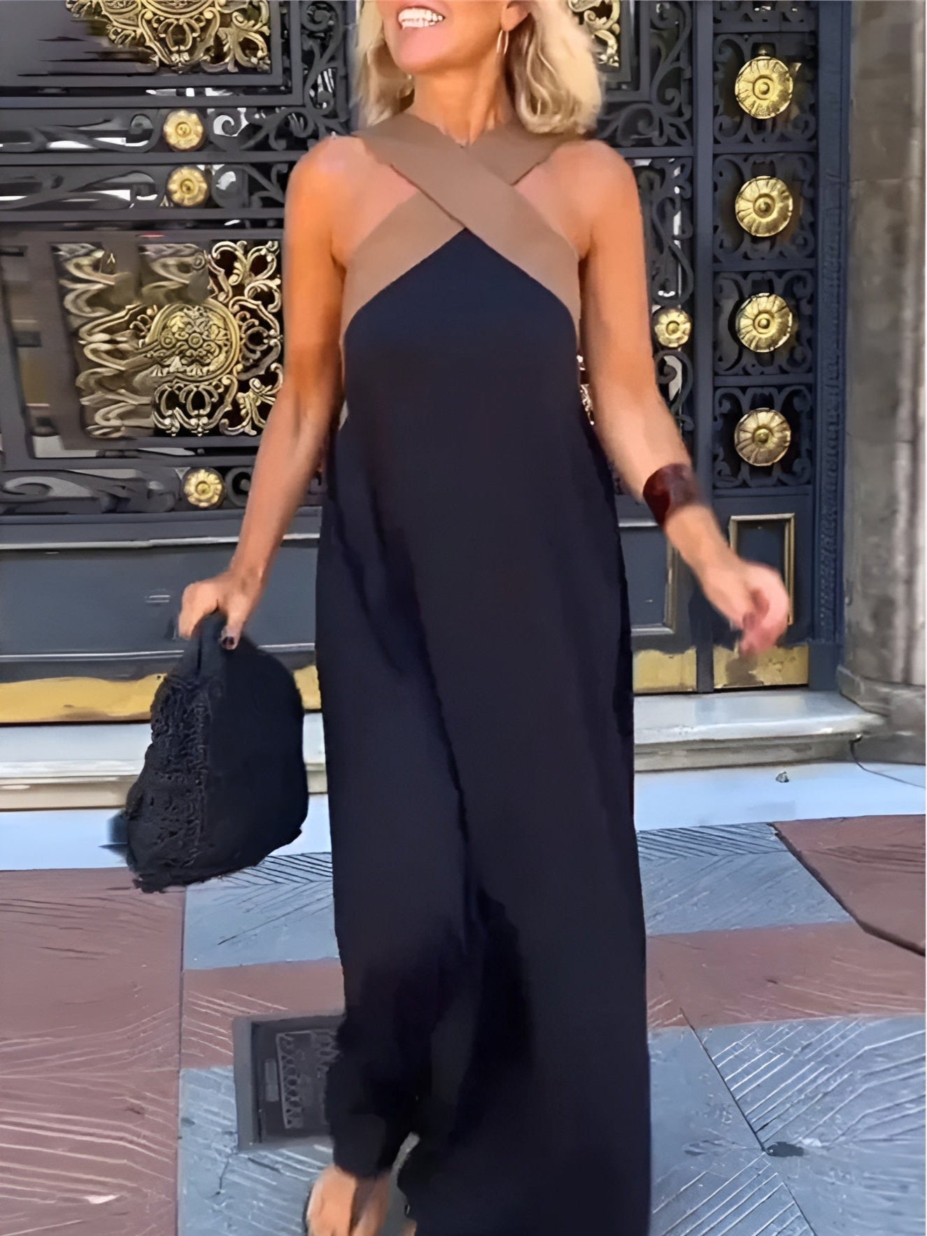 Women's Maxi Dress - Elegant Crossed Design for Breezy Summer Style 0