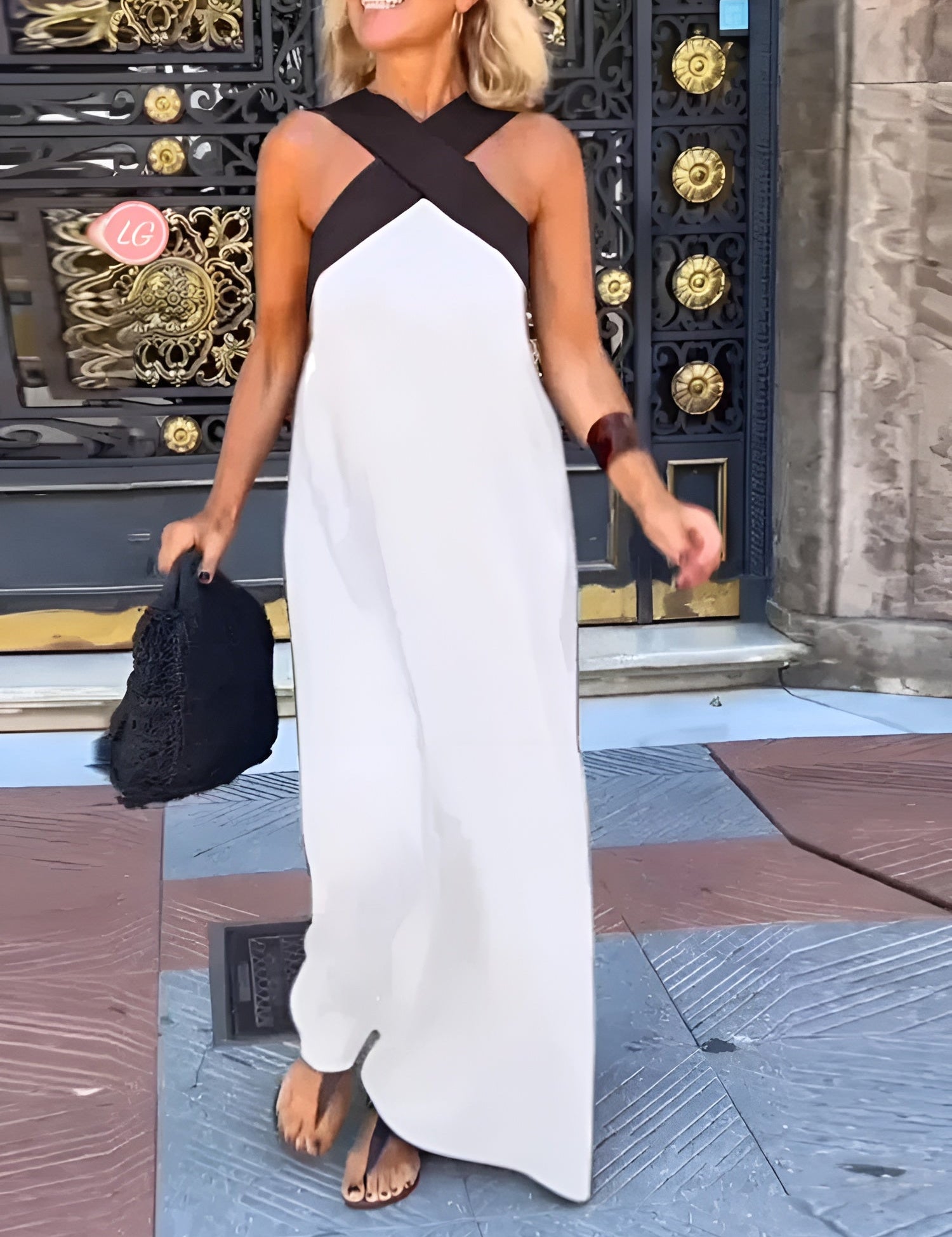Women's Maxi Dress - Elegant Crossed Design for Breezy Summer Style 1