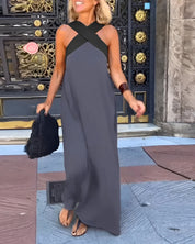 Women's Maxi Dress - Elegant Crossed Design for Breezy Summer Style 2