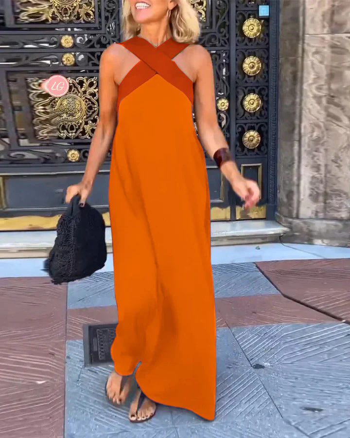 Women's Maxi Dress - Elegant Crossed Design for Breezy Summer Style 4