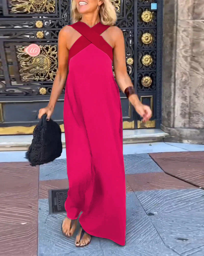 Women's Maxi Dress - Elegant Crossed Design for Breezy Summer Style 6