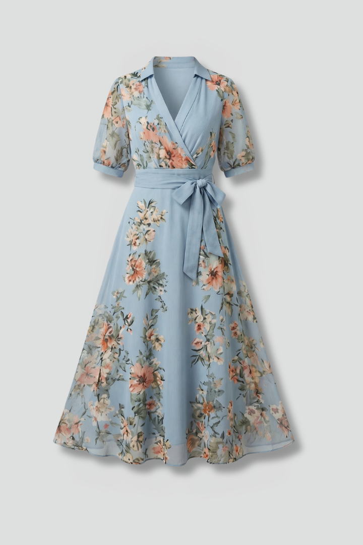 Women's Maxi Dress, Flared Wrap Dress with V-Neckline & Waist Tie, Elegant Summer Dresses for Any Occasion 1