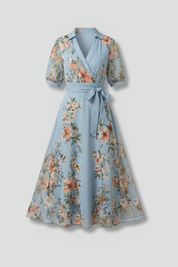 Women's Maxi Dress, Flared Wrap Dress with V-Neckline & Waist Tie, Elegant Summer Dresses for Any Occasion 1