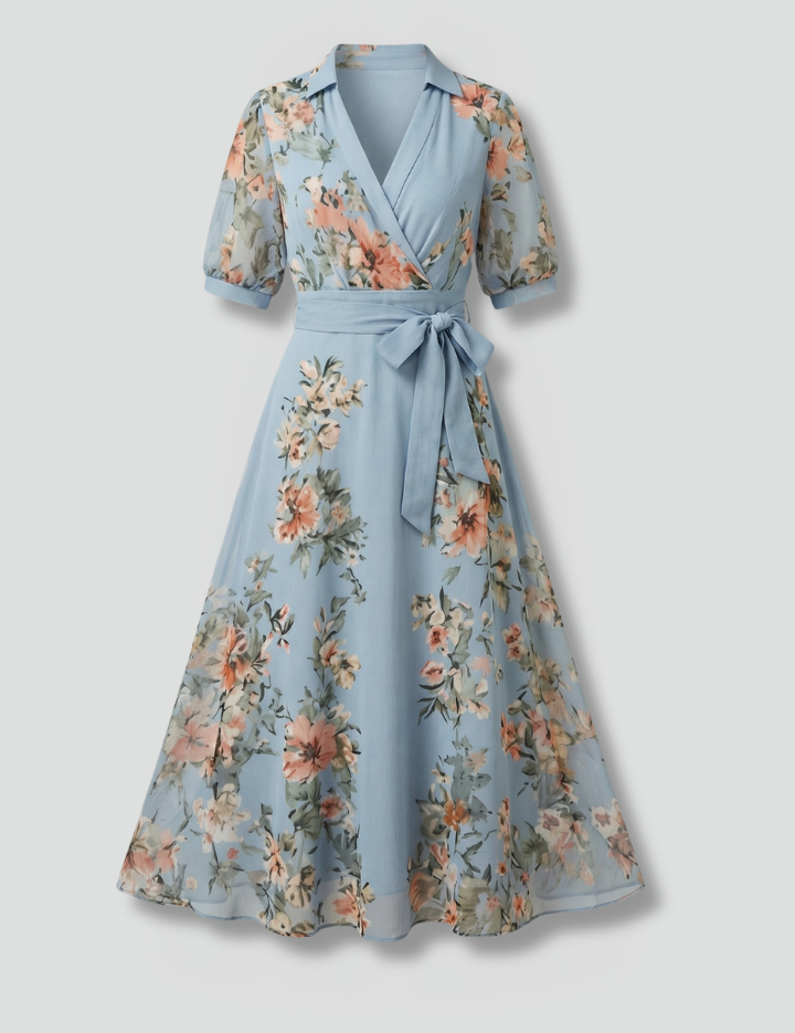 Women's Maxi Dress, Flared Wrap Dress with V-Neckline & Waist Tie, Elegant Summer Dresses for Any Occasion 1