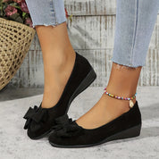 Women's Orthopedic Black Ballet Flats with Bow Detail - Comfortable Arch Support Flats for Women 3