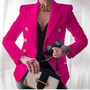 Women's Pink Double Breasted Blazer with Gold Buttons - Tailored Jacket for Elegant Style 5