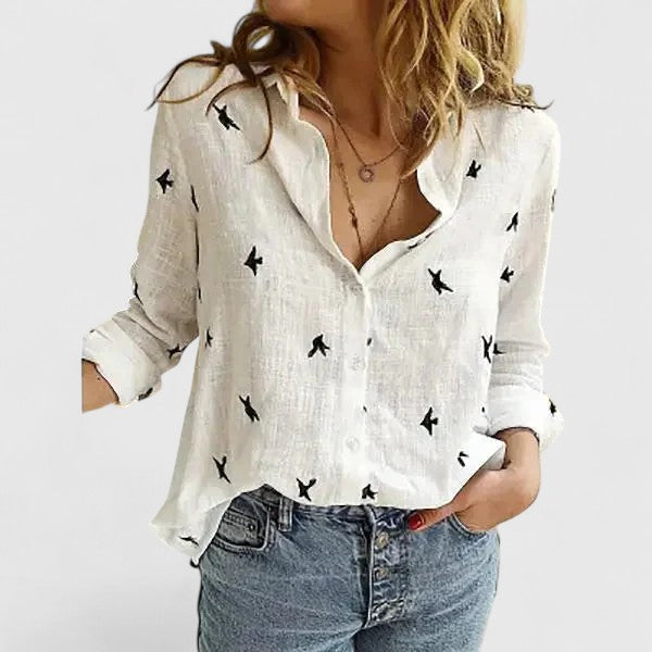 Women's Relaxed Fit Button Down Shirt with Classic Collar 6
