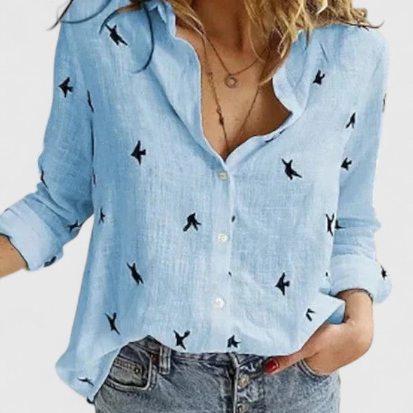 Women's Relaxed Fit Button Down Shirt with Classic Collar 7