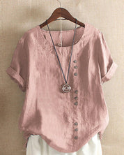 Women's Top - Relaxed Fit Button Front Blouse for Women - Casual Short Sleeve Summer Style 0
