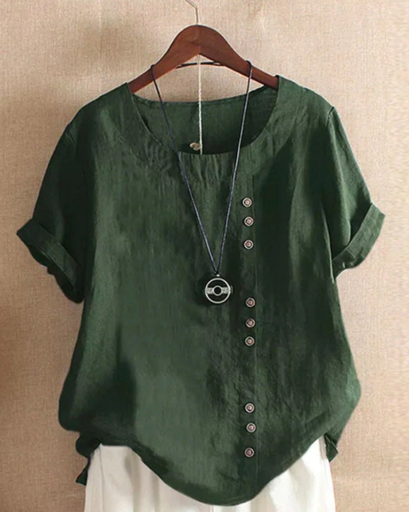 Women's Top - Relaxed Fit Button Front Blouse for Women - Casual Short Sleeve Summer Style 1