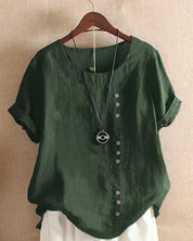 Women's Top - Relaxed Fit Button Front Blouse for Women - Casual Short Sleeve Summer Style 1
