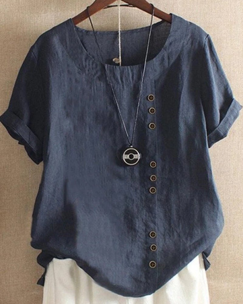 Women's Top - Relaxed Fit Button Front Blouse for Women - Casual Short Sleeve Summer Style 2