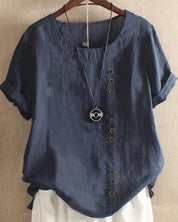 Women's Top - Relaxed Fit Button Front Blouse for Women - Casual Short Sleeve Summer Style 2