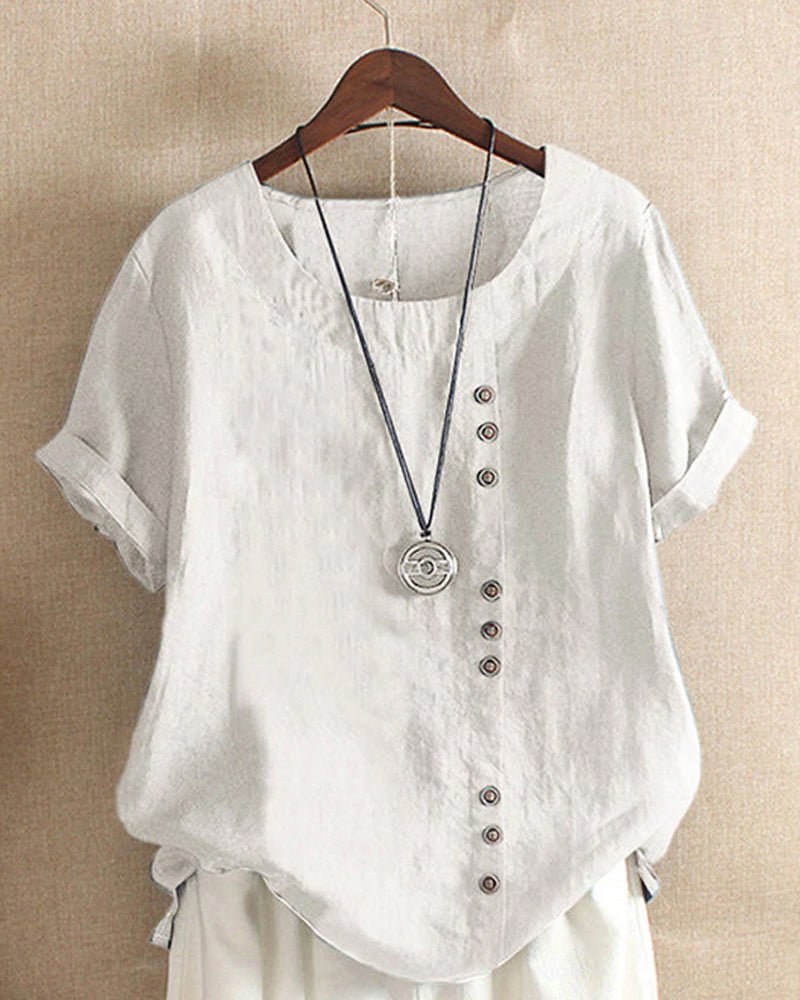 Women's Top - Relaxed Fit Button Front Blouse for Women - Casual Short Sleeve Summer Style 5