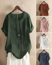 Women's Top - Relaxed Fit Button Front Blouse for Women - Casual Short Sleeve Summer Style 6