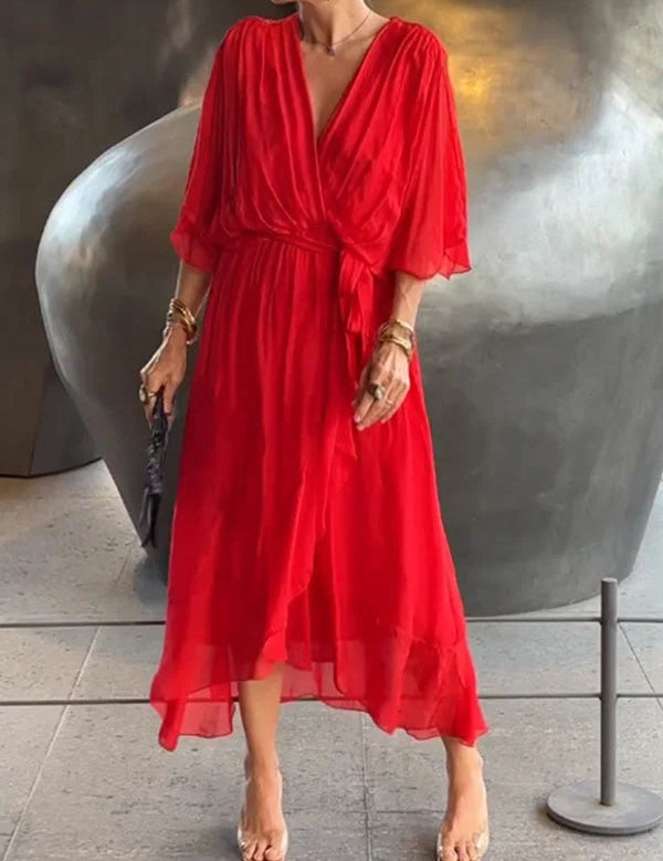 Yvette | Elegant Women's Flowy V-Neck Dress