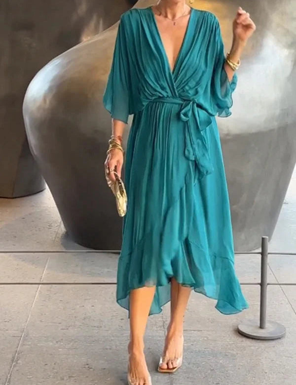 Yvette | Elegant Women's Flowy V-Neck Dress