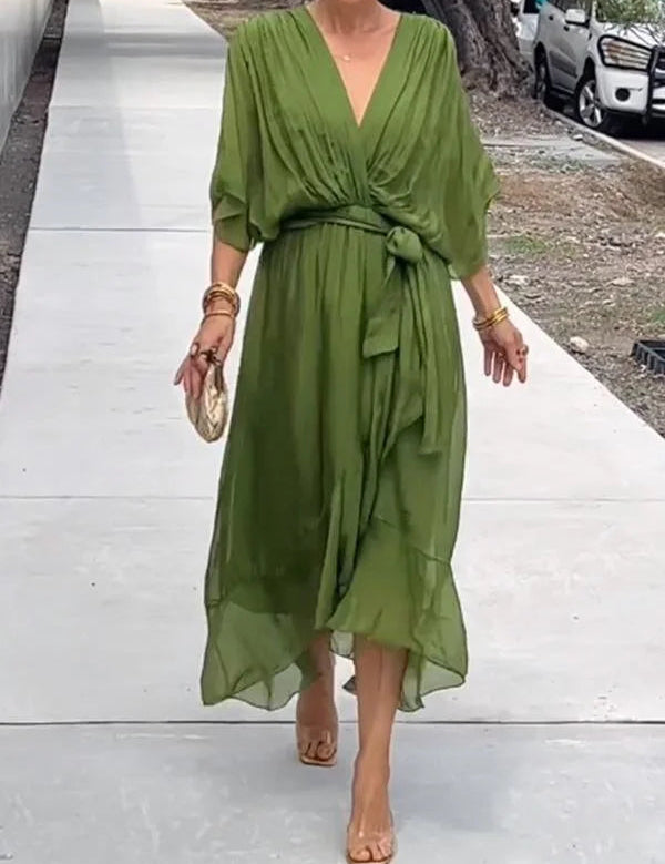 Yvette | Elegant Women's Flowy V-Neck Dress
