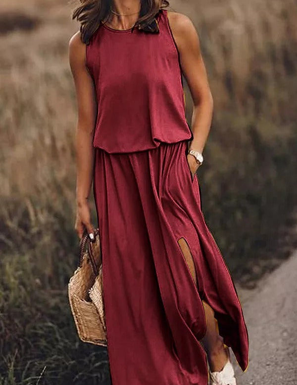 Rania | Flowing Slit Maxi Dress for Effortless Elegance
