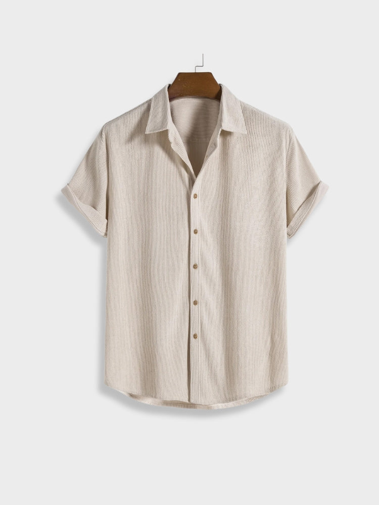 Chic Summer Corduroy Button-Up Set for Men