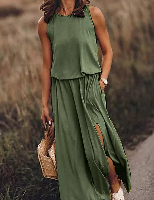 Rania | Flowing Slit Maxi Dress for Effortless Elegance