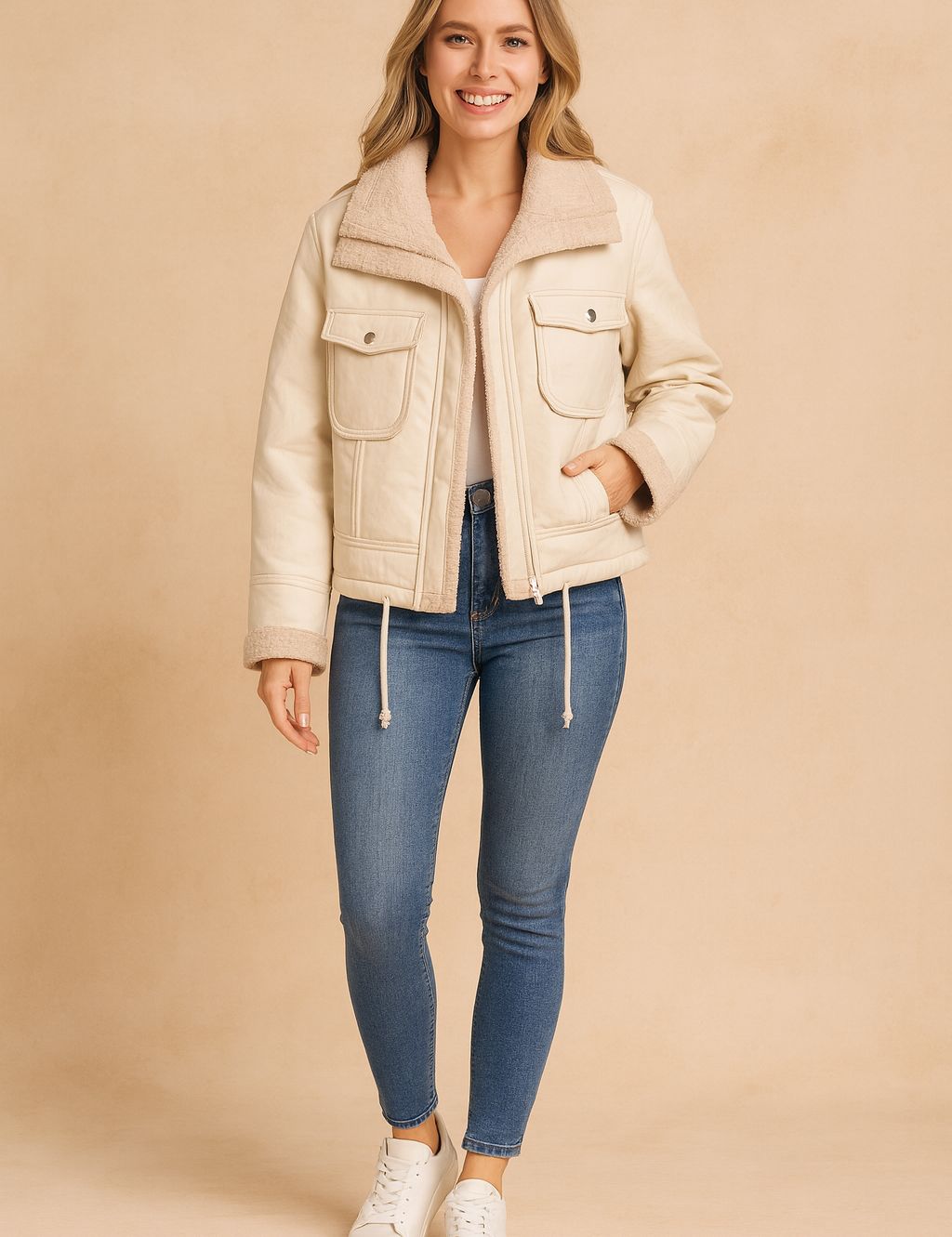 Women's short warm winter jacket | zipper