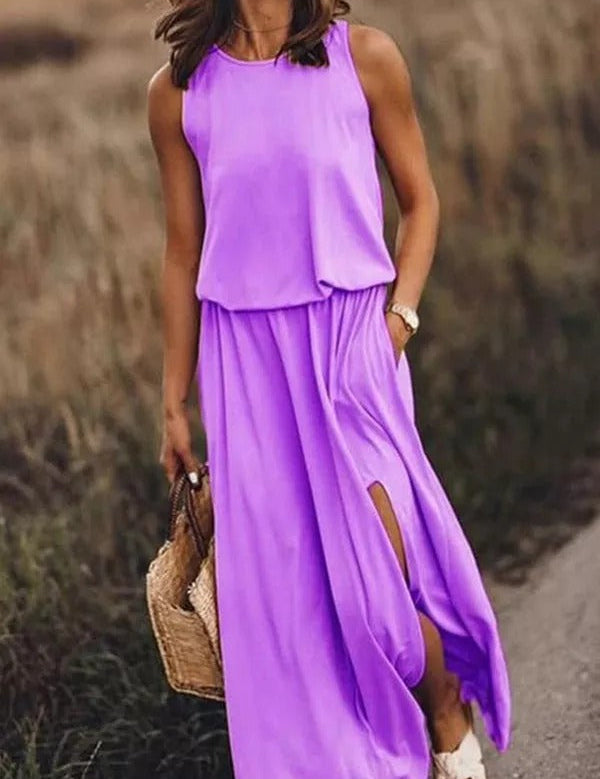 Rania | Flowing Slit Maxi Dress for Effortless Elegance