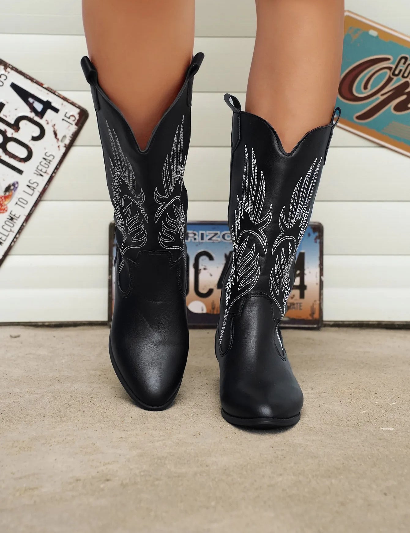 AMELIA | Stylish PU Leather Soft Lining Cowboy Boots