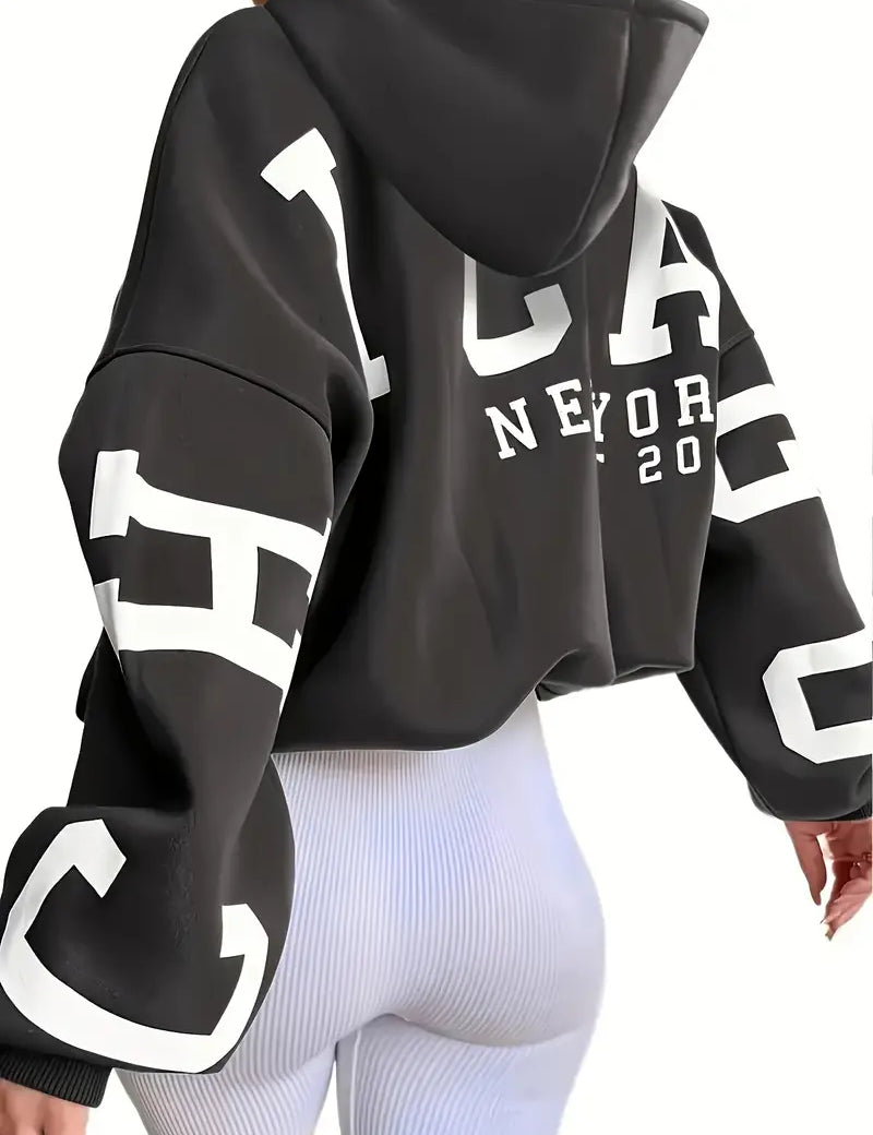 Sweater in oversized long-sleeved design with text logo on the sleeve for women-3