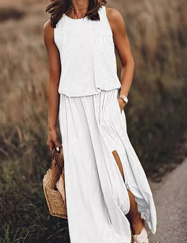 Rania | Flowing Slit Maxi Dress for Effortless Elegance