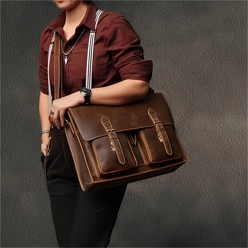 Liam | Retro Leather Crossbody Laptop Travel Messenger Handbag