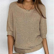 Sweater in the two -tone design made of soft knitting material for women-4