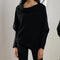 Sweater with asymmetrical draping and loose cut for women-2