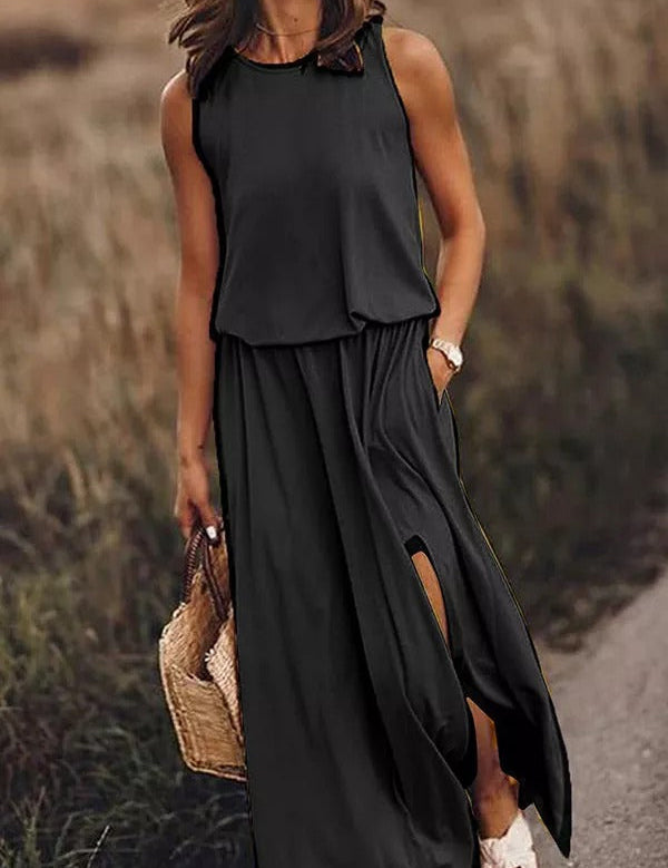 Rania | Flowing Slit Maxi Dress for Effortless Elegance