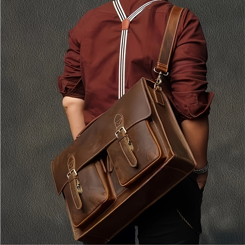 Liam | Retro Leather Crossbody Laptop Travel Messenger Handbag