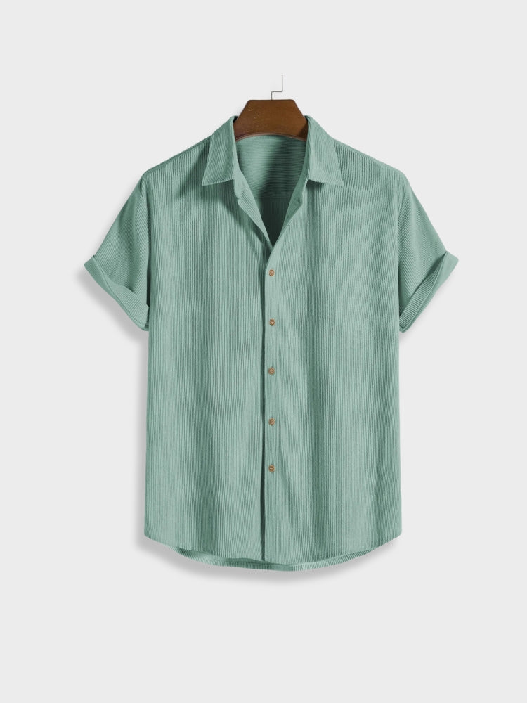 Chic Summer Corduroy Button-Up Set for Men