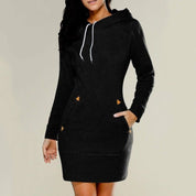 A casual hooded dress knee -length-1