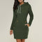 A casual hooded dress knee -length-3