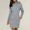 A casual hooded dress knee -length-5