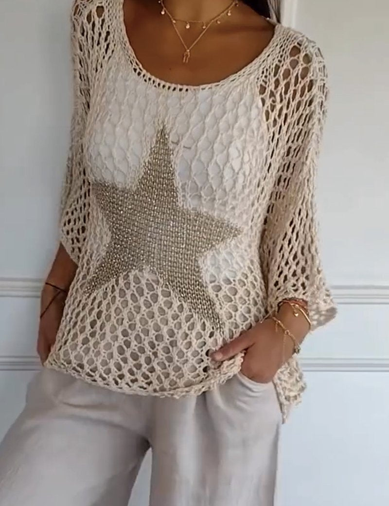 CELIA | Star Pattern Sheer Shirt
