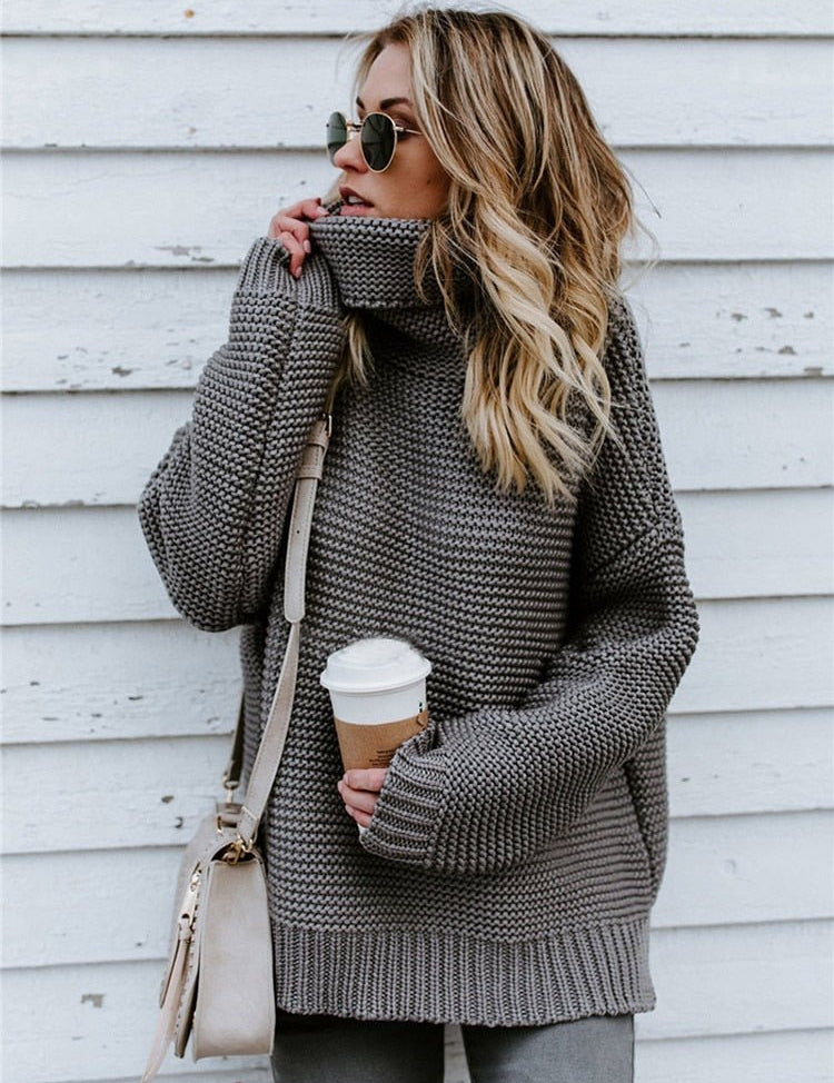 Thick turtleneck sweater for women-6