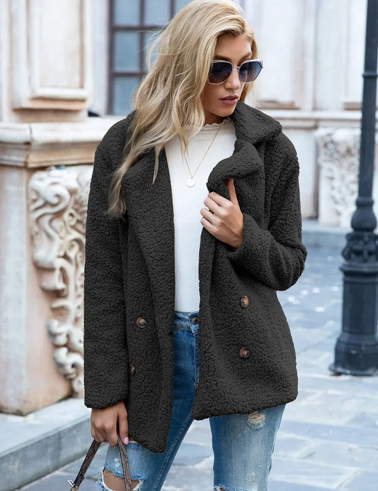 Wendy | Chic Cozy Double-Breasted Teddy Coat