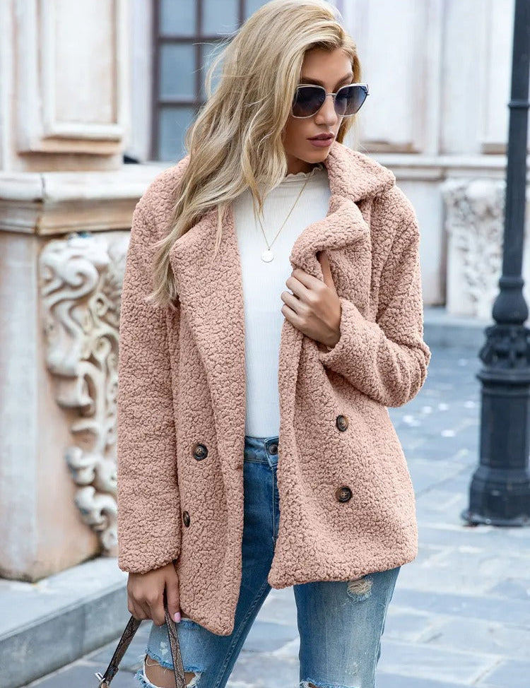 Wendy | Chic Cozy Double-Breasted Teddy Coat