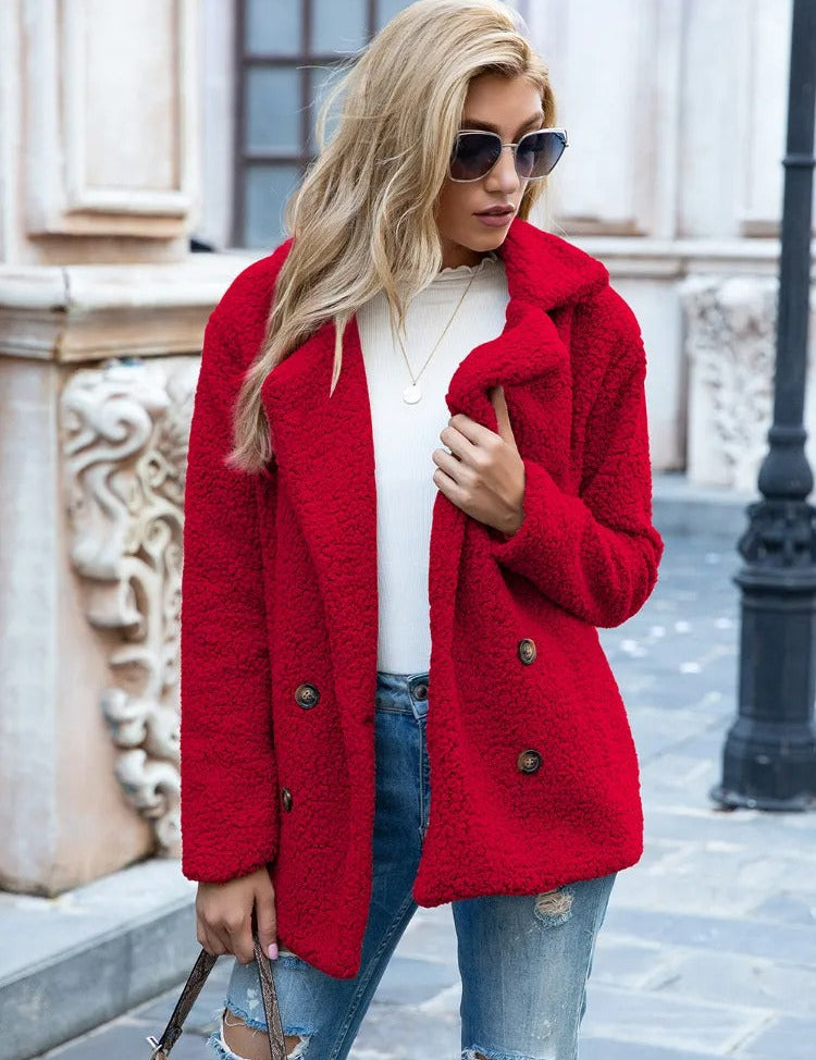 Wendy | Chic Cozy Double-Breasted Teddy Coat