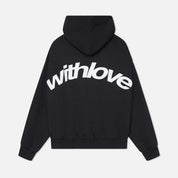 Sweater with a hood and stylish "with love" logo on the back-3