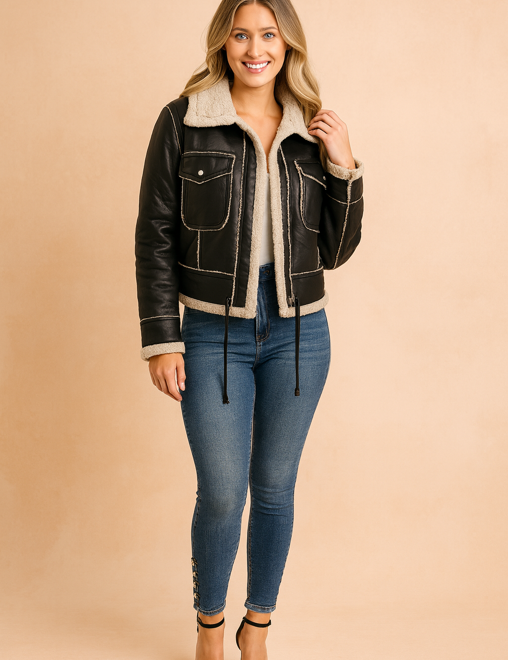 Women's short warm winter jacket | zipper